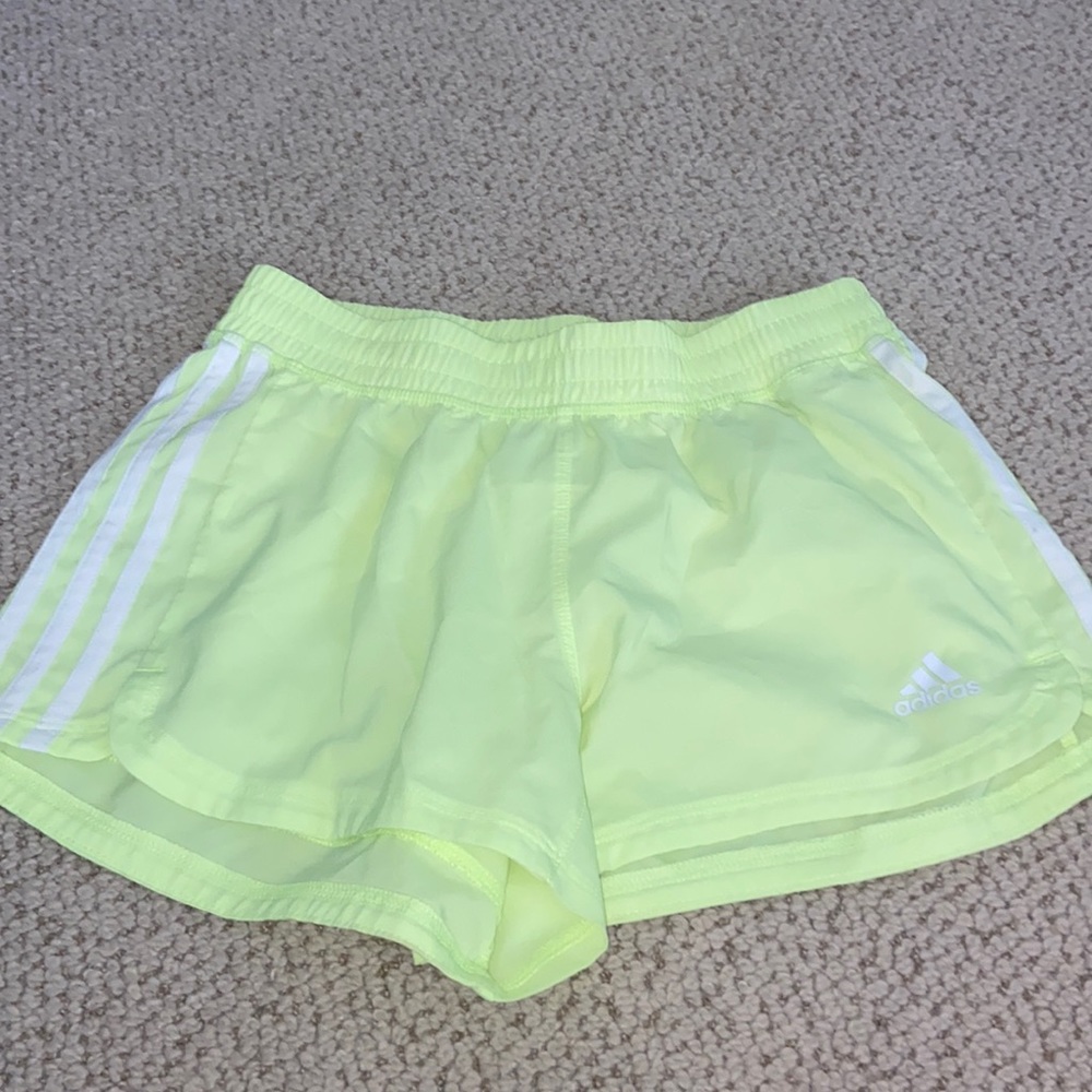 Neon green adidas athletic shorts